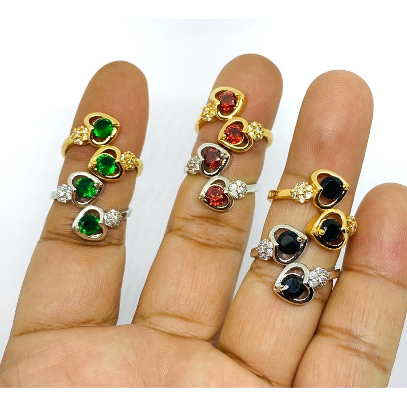 cincin wanita // cincin permata warna //cincin mode love //perhiasan...