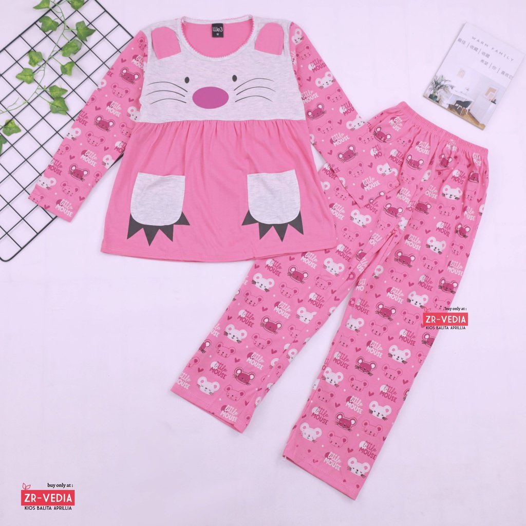 Piyama Chaca uk 1-10 Tahun / Baju Tidur Karakter Kaos Lengan Celana Panjang Anak cewe