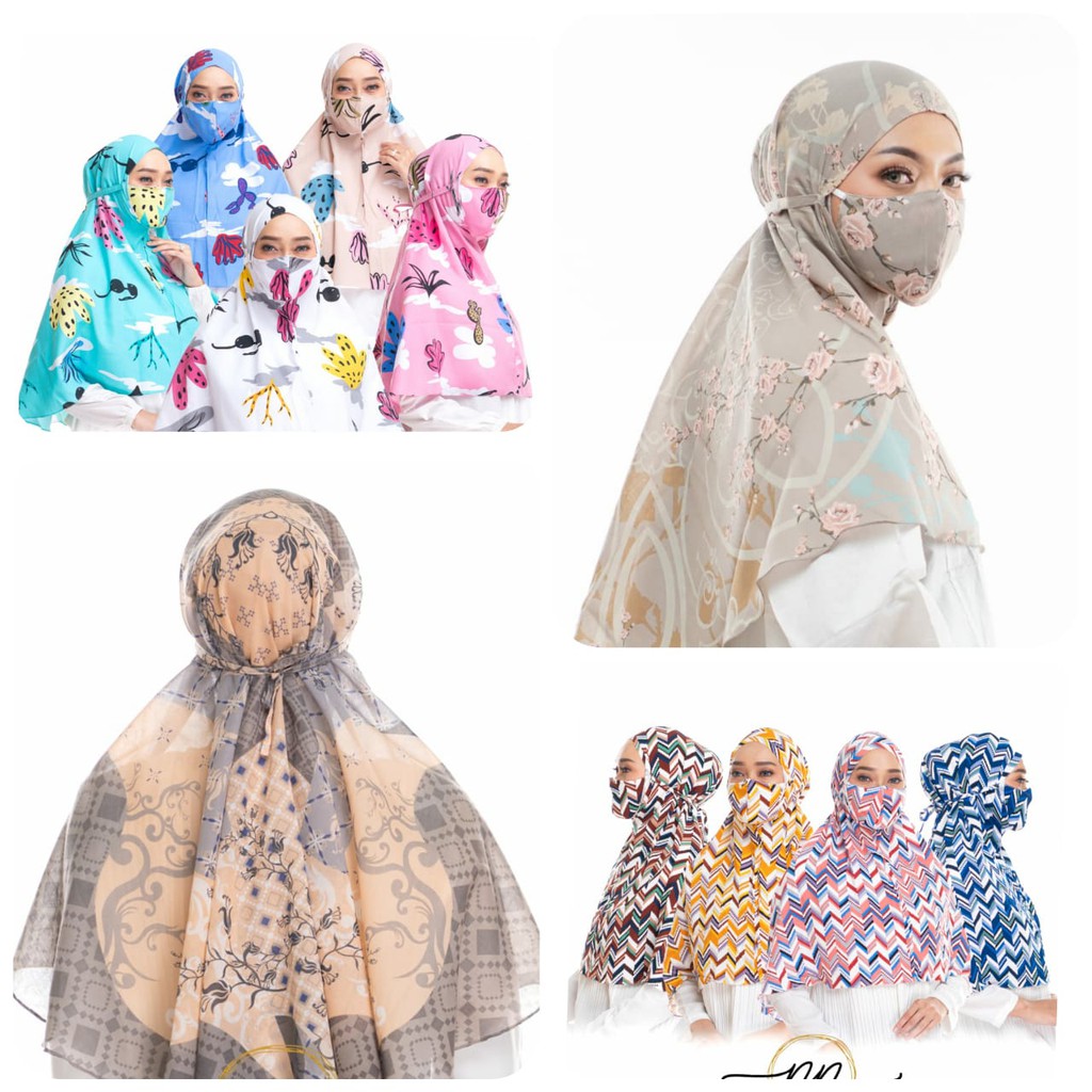 Hijab Fatimah Bergo Instan Motif Summer / Jilbab Masker / Kerudung Bahan Katun Rayon / Grosir Murah
