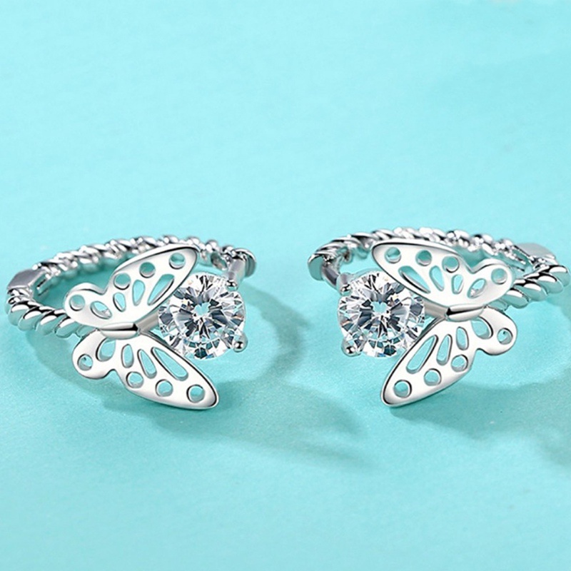 Perhiasan Anting Klip Tulang Rawan Palsu Model Kupu-Kupu Rongga Bahan Logam Gaya Vintage Untuk Wanita