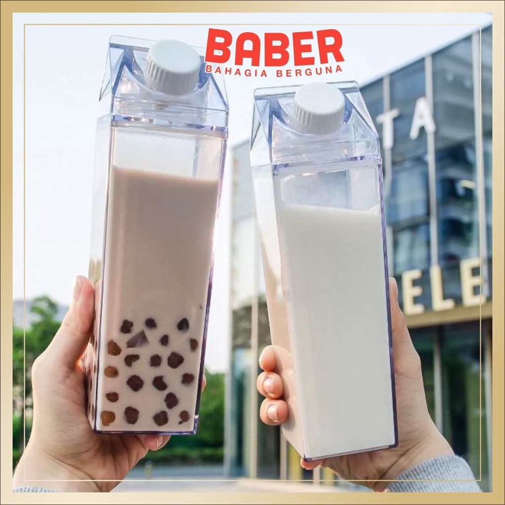 botol kotak susu bening transparan botol isi ulang kulkas