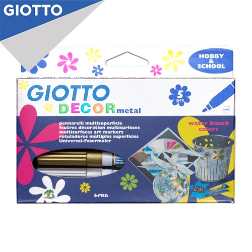 

Giotto Spidol Metalik Decor Metallic Paint Marker Set 5 Pcs - Untuk Dekorasi Kertas, Plastik, Logam