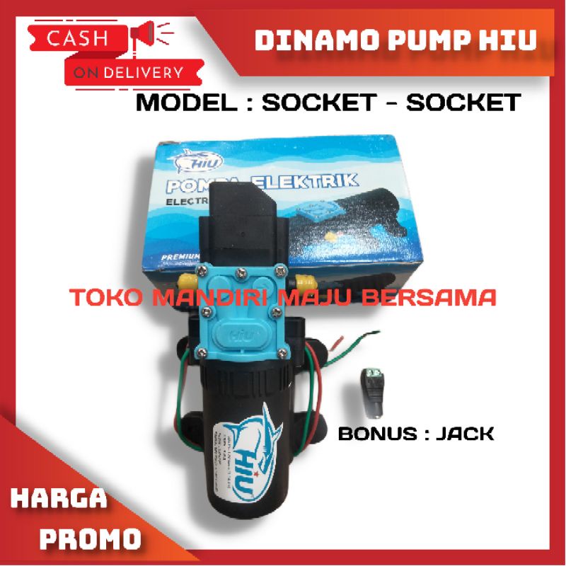 Pompa Dc 12v Hiu 6.5 Bar 5Lpm / Dinamo Pompa Sprayer / Mobil / Motor - Socket-Socket