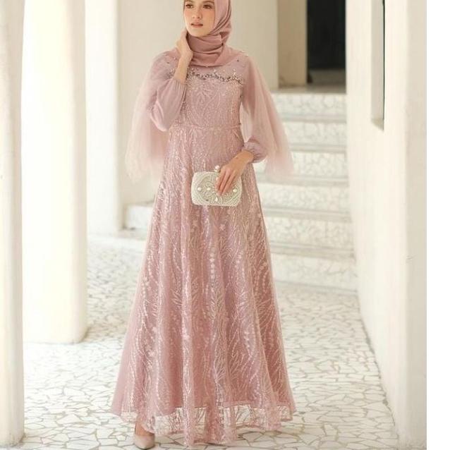 (PALING DICARI) TERMURAH LUNA DRESS BROKAT KOMBINASI / FASHIO N MUSLIM WANITA / GAMIS NADINE / BISA 