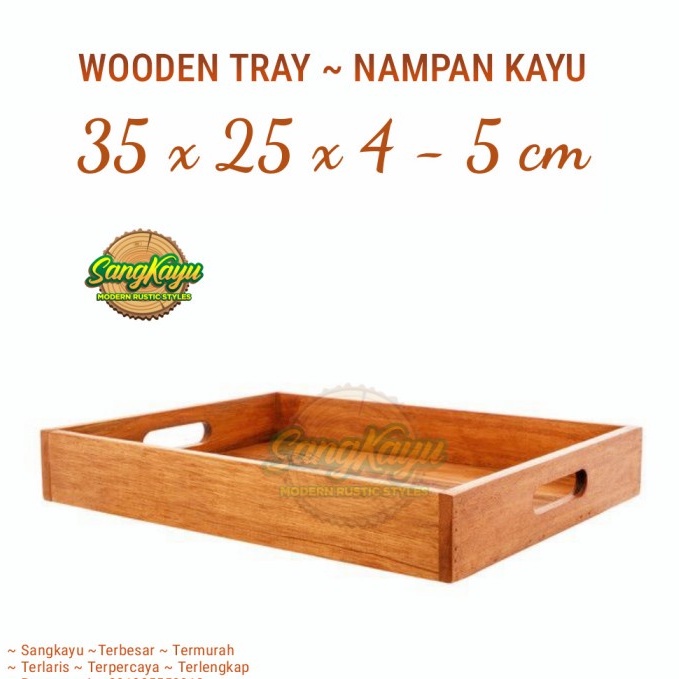 TERMURAH Nampan kayu tray with handle 35x25cm Wooden tray baki kayu