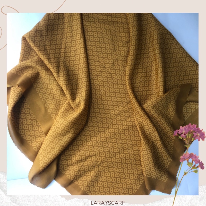 Hijab Voal Motif Button Premium Orange Soft