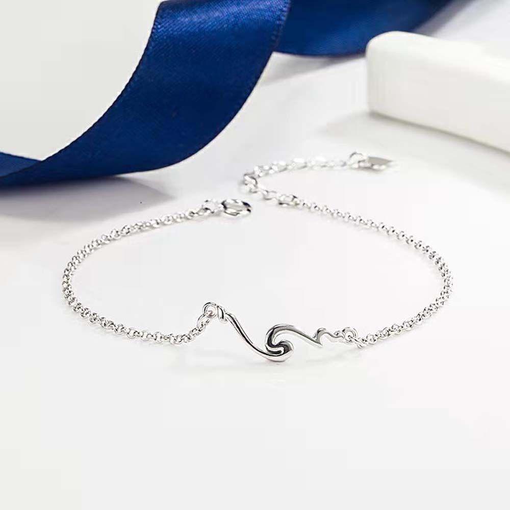 Needway Gelang Pasangan 2 Pcs/set Hadiah Pacar Lucu Gelombang Gunung Tembaga Gaya Korea Gelang Gadis Perempuan Tangan Rantai