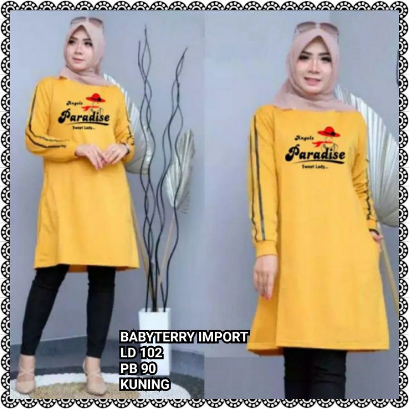 TUNIK PARADISE ATASAN WANITA TERBARU BABYTERRY IMPORT TEBAL LD 110