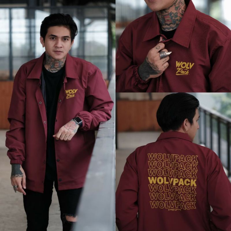 Jacket Coach Apparel JPN Hitam Crem Japan Fujinkai Noboku Naga Mikoshi Nagasaki Dragon Indaina Pria 