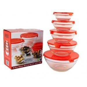 [1700gr] H043 | Glass Bowl Set / Fresh Bowl kaca / Mangkok Bowl / KIM GLASS 5 Pc SET