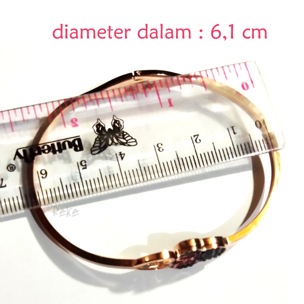 Raka Acc - Gelang Tangan Wanita Bangle MINNIE Hitam Love Rose Gold TITANIUM Perhiasan Wanita