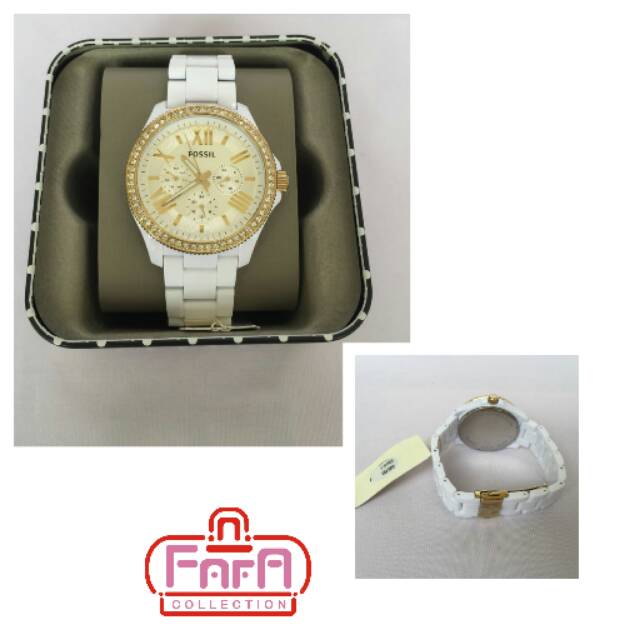 Fossil Cecile Multifunction Resin Watch - White with Gold