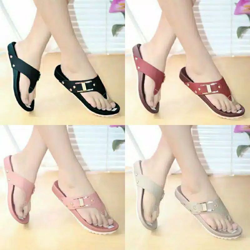 Sandal Jepit Wanita Kulit Murah Casual Santai Sandal Cewek Teplek Flat Tavano TN01