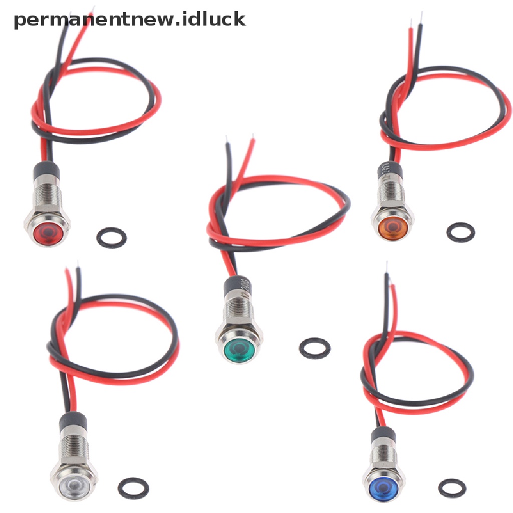 (luckypermanentnew) P67 Lampu Indikator Peringatan led 6mm 3v 5v 6v 12v 24v 220v Anti Air Bahan metal