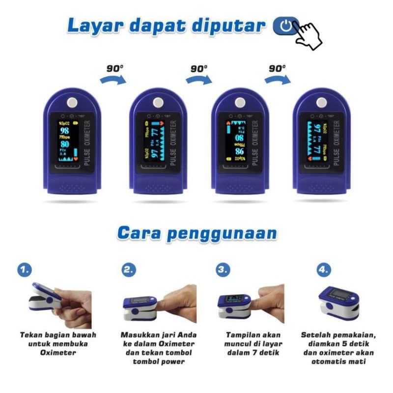 FINGERTIP PULSE OXIMETER / ALAT PENGUKUR KADAR OKSIGEN / DETAK JANTUNG /OXYMETER TERMURAH