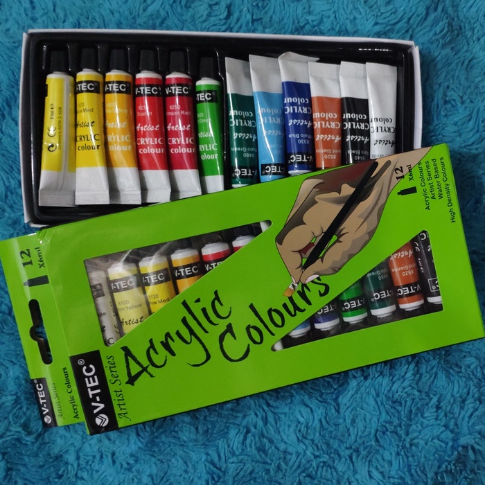 POPULER V Tec Acrylic Colours 6 ml 12 warna Cat Akrilik POPULER V Tec Acrylic Colours 6 ml 12 warna Cat Akrilik