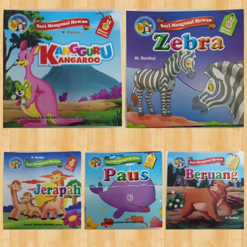 cerita anak bergambar SERI MENGENAL HEWAN bilingual full colour (seri 5 buku)