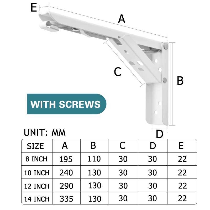 Engsel Siku Bracket Stainless Steel 60kg 2 Pcs 90-95 Degree 8-14 Inch