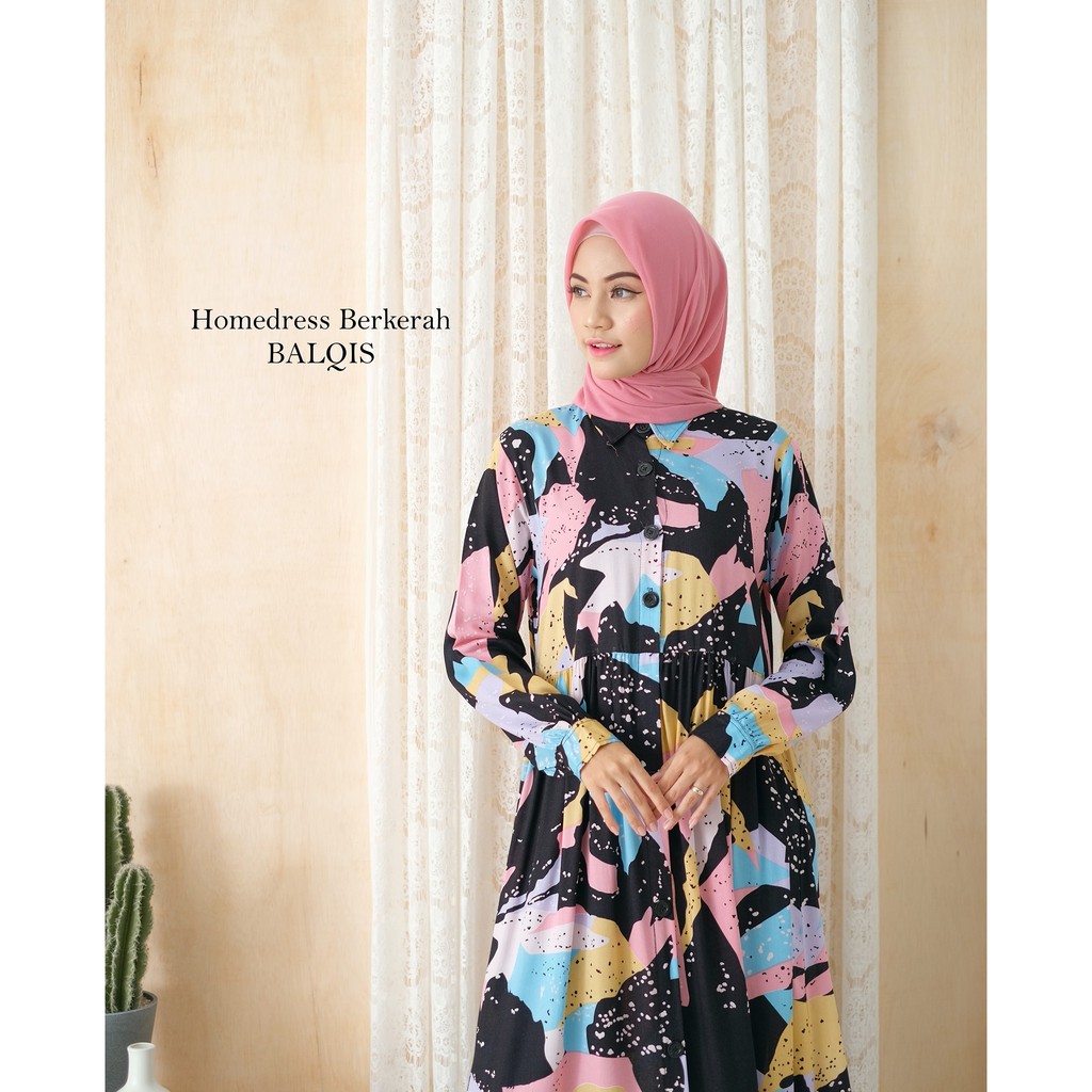 PM  Gamis Home Dress Muslim Rayon Dewasa Motif