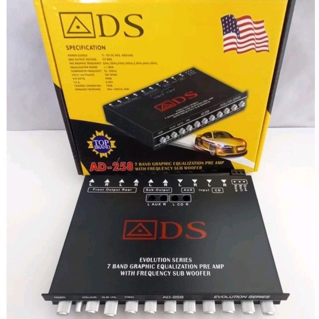 PreAmp parametrik Equalizer ADS AD-258 Audio system mobil 7 Band