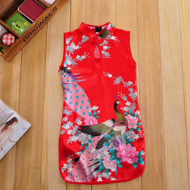 Cheongsam Anak Saten Murah Dress Imlek Baju Kostum China Grosir Anak Perempuan