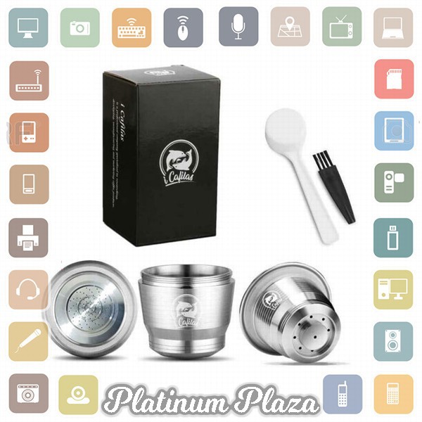 ICafilas Refillable Capsule Stainless Steel + Tamper for Nespresso Coffee Machine - `27HWIW-- Silver