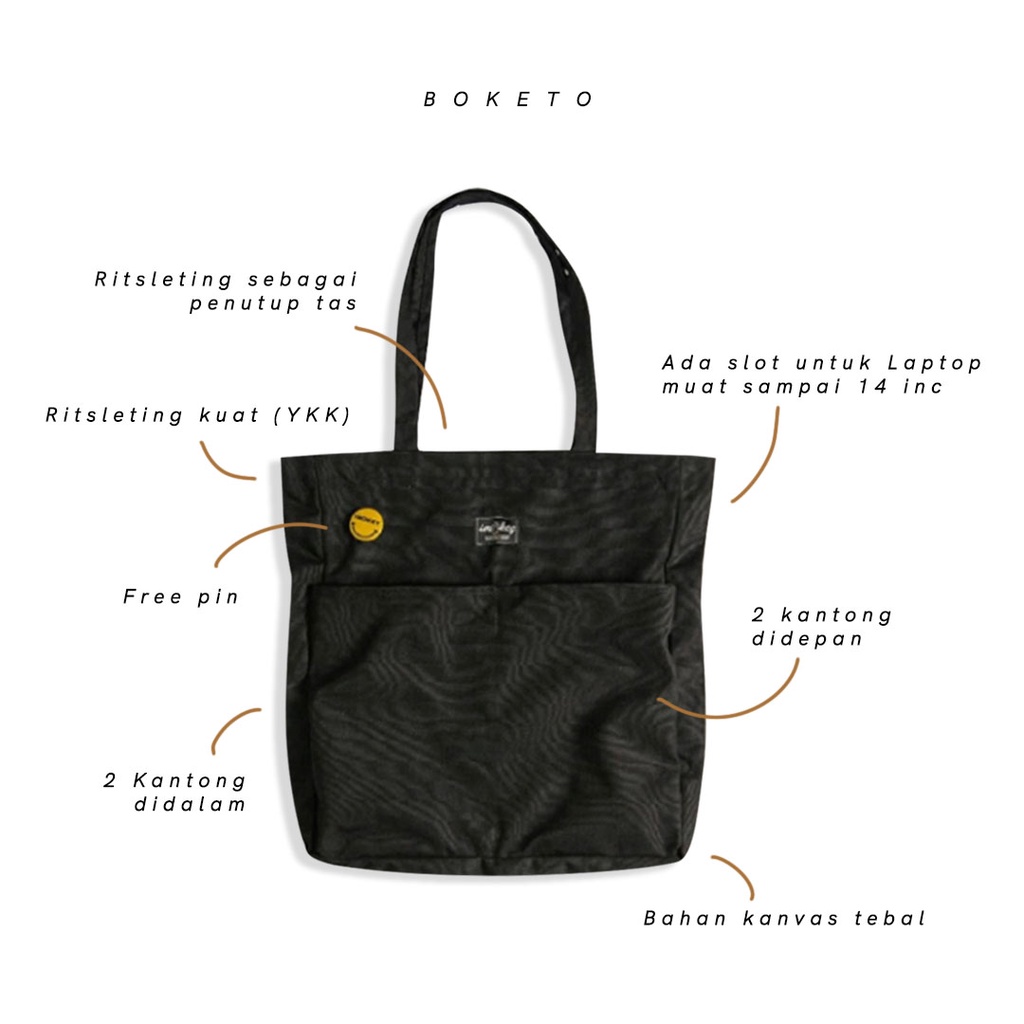 Imokey Boketto Khaki Totebag - Tas Totebag