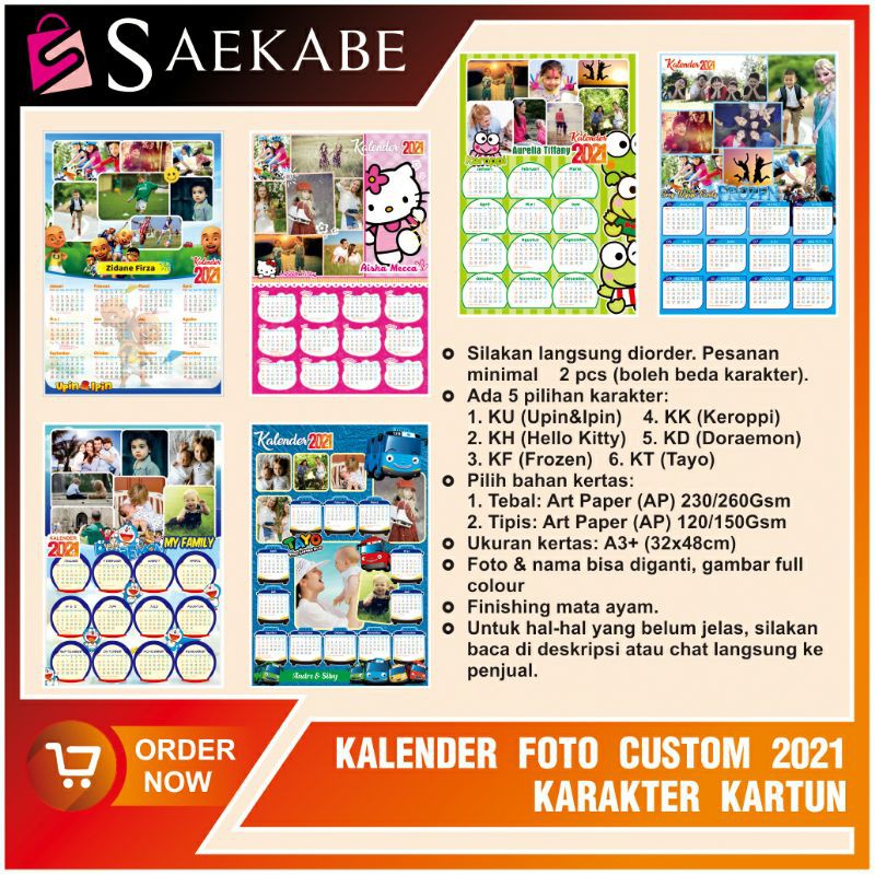 

Kalender Foto Custom 2021 Karakter Kartun