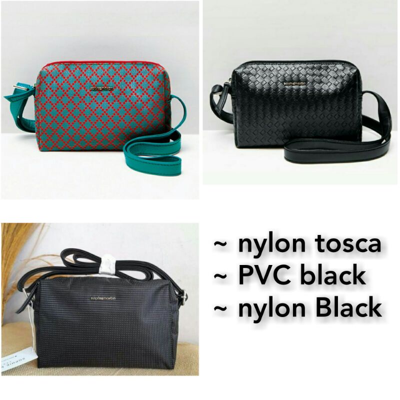 TAS SELEMPANG DARLENNA NYLON TOSCA / NYLON BLACK / PVC BLACK / SOPHIE PARIS - T8117T3 T8115K1 T8116B