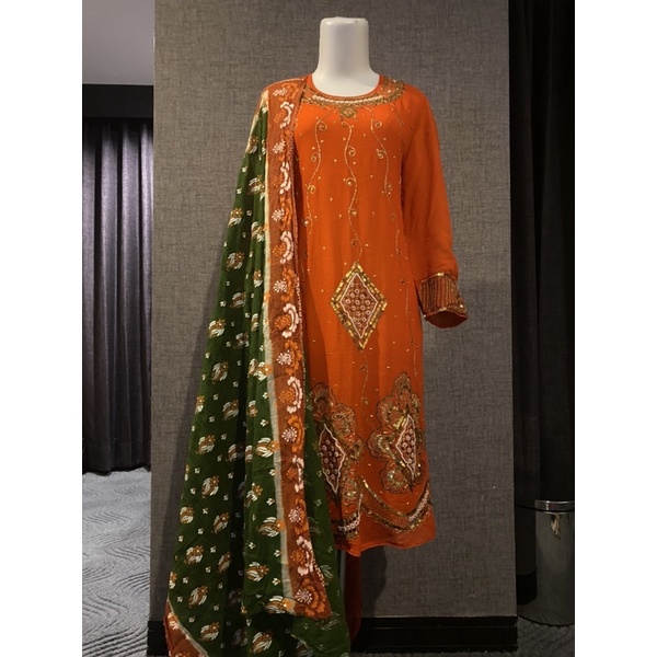 Baju India Anarkali Payet set lengkap Celana & Selendang