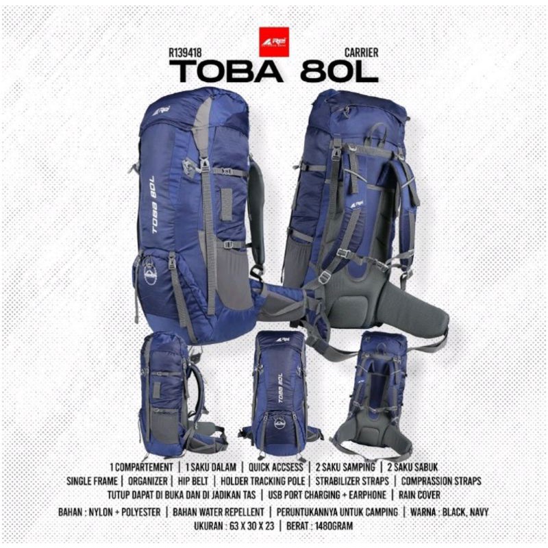 Tas Carrier Rei Toba 80L Tas Gunung Rei Original