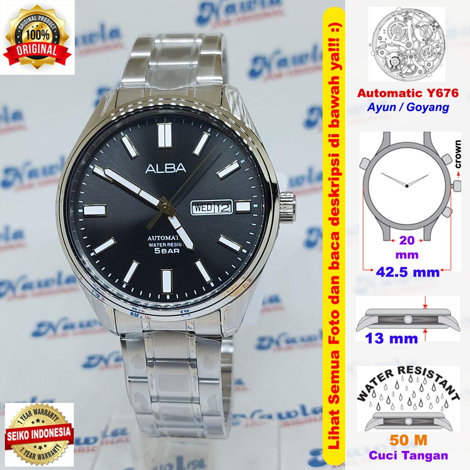 Alba Automatic AL4149X1 Analog Black Dial - Jam Tangan Pria AL4149