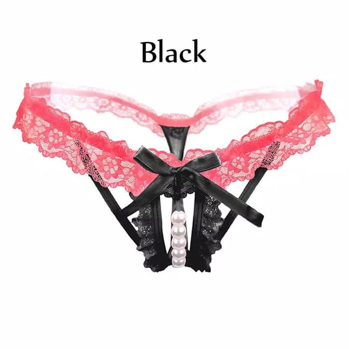 TBI Celana Dalam G-String Import Brukat Mutiara Belahan Sexy Lace Lingerie