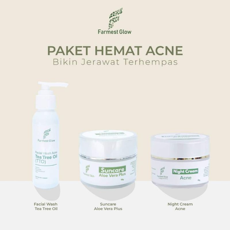 Skincare Farmest Glow Paket Hemat Acne Series by farma esthetics untuk kulit berjerawat , beruntusan