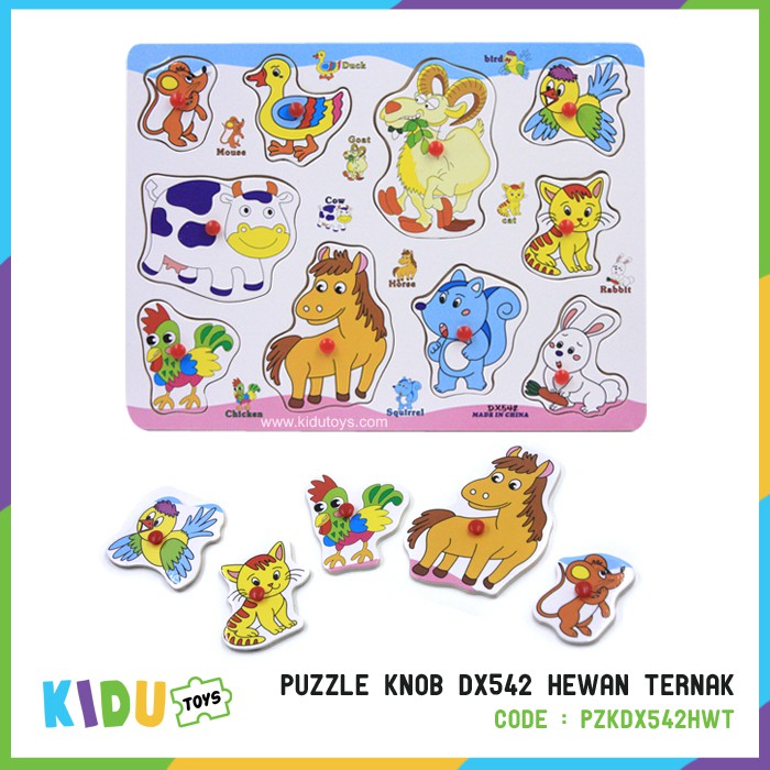 Mainan Puzzle Anak Puzzle Knob Hewan Kidu Toys