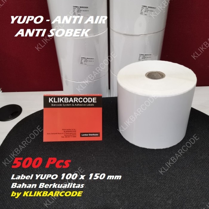 

LABEL YUPO 100 X 150 MM - A6 - TAHAN AIR TAHAN GORES - TAHAN CUACA - Isi: 500pcs