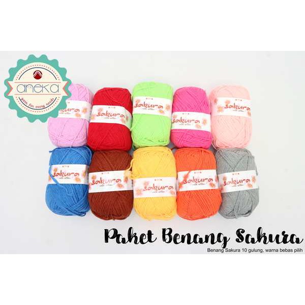  PAKET Benang Rajut  Katun Susu Sakura Milk Cotton 