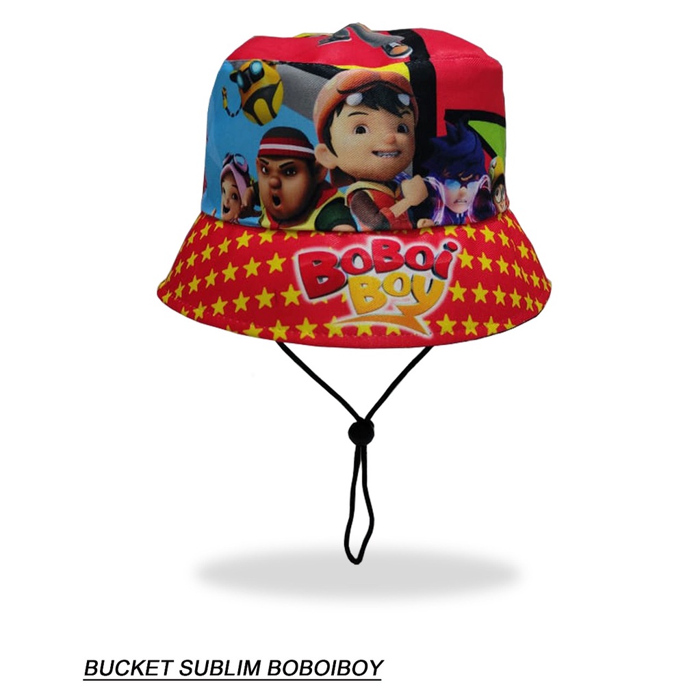 Topi Bucket Anak Tali Sablon Karakter Kartun Dan Hro