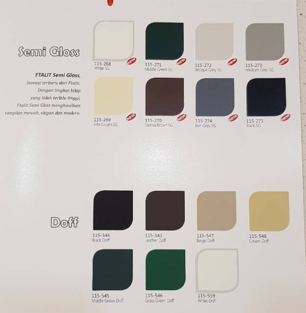 

FTALIT KANSAI WARNA DOFF / SEMI GLOSS ( 1 KG ) CAT KAYU DAN BESI RB9