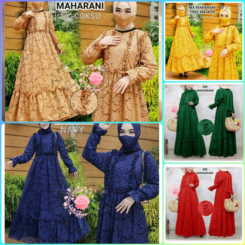 GAMIS BRUKAT FREE MASKER BRUKAT BUAT LEBARAN MEWAH ELEGAN PESTA KONDANGAN SERAGAM PERNIKAHAN AKAD NI