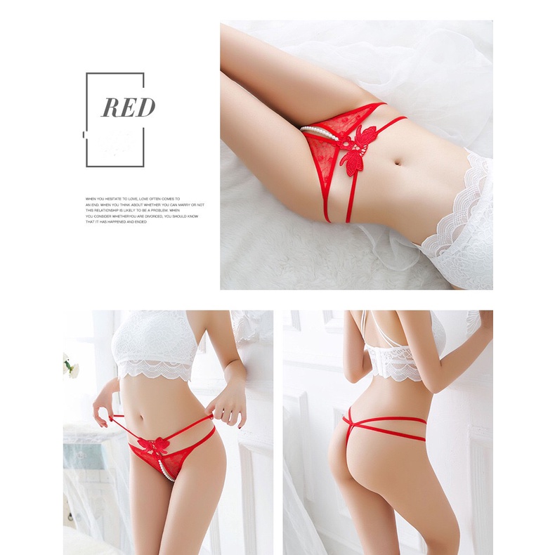 Sexy bead thong Wanita low Waist G String berongga celana dalam tembus Pandang 3C092