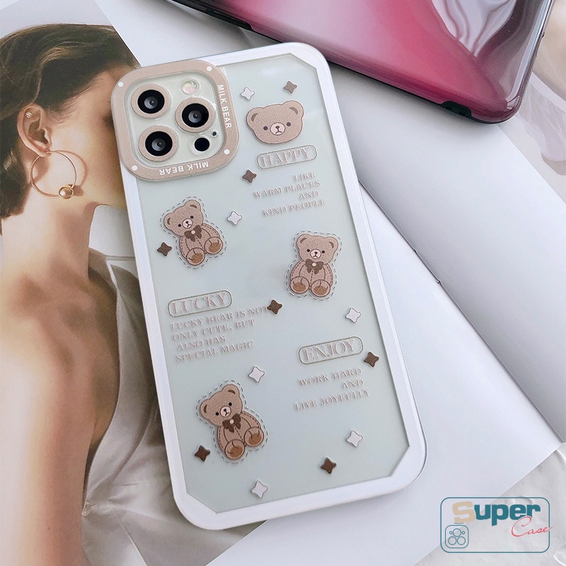 Oppo A17 A95 A15 A17K A57 A12 A78 A58 A16 A53 A54 A74 A76 A96 A36 A52 A72 A92 A7 A5 A11 A33 A5S A12E A3S A9 A15S A35 A1K Reno 8T 8 7 5 6 5F INS Kartun Lucu Sarung Tpu Lembut Beruang