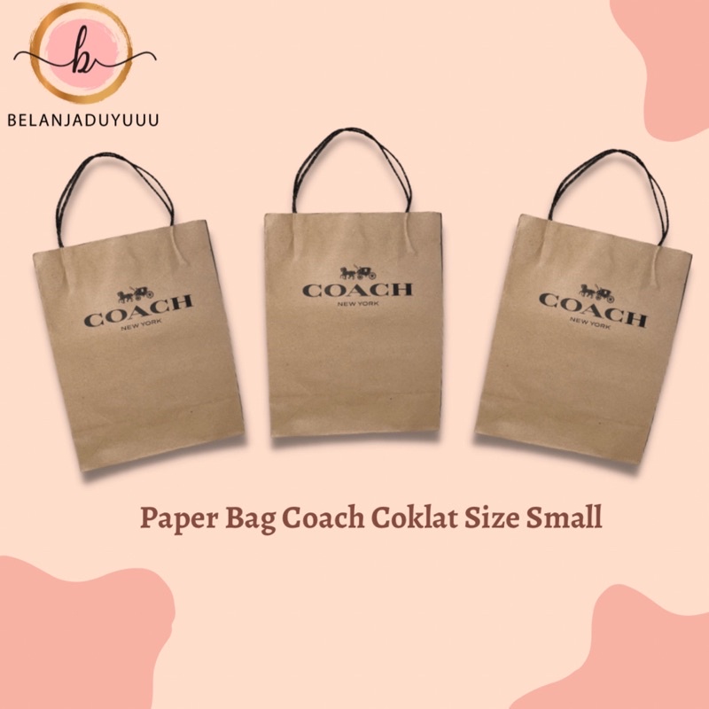 Paper Bag Coach Coklat Size Small Muat untuk Ukuran dompet Atau jam Tangan Paper Bag Ulang Tahun