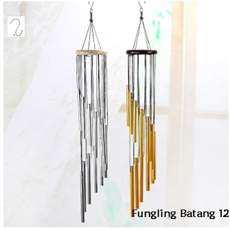 Fungling Wind chime Lonceng Genta Angin Tune Rolling 12 Batang GOLD DAN SILVER