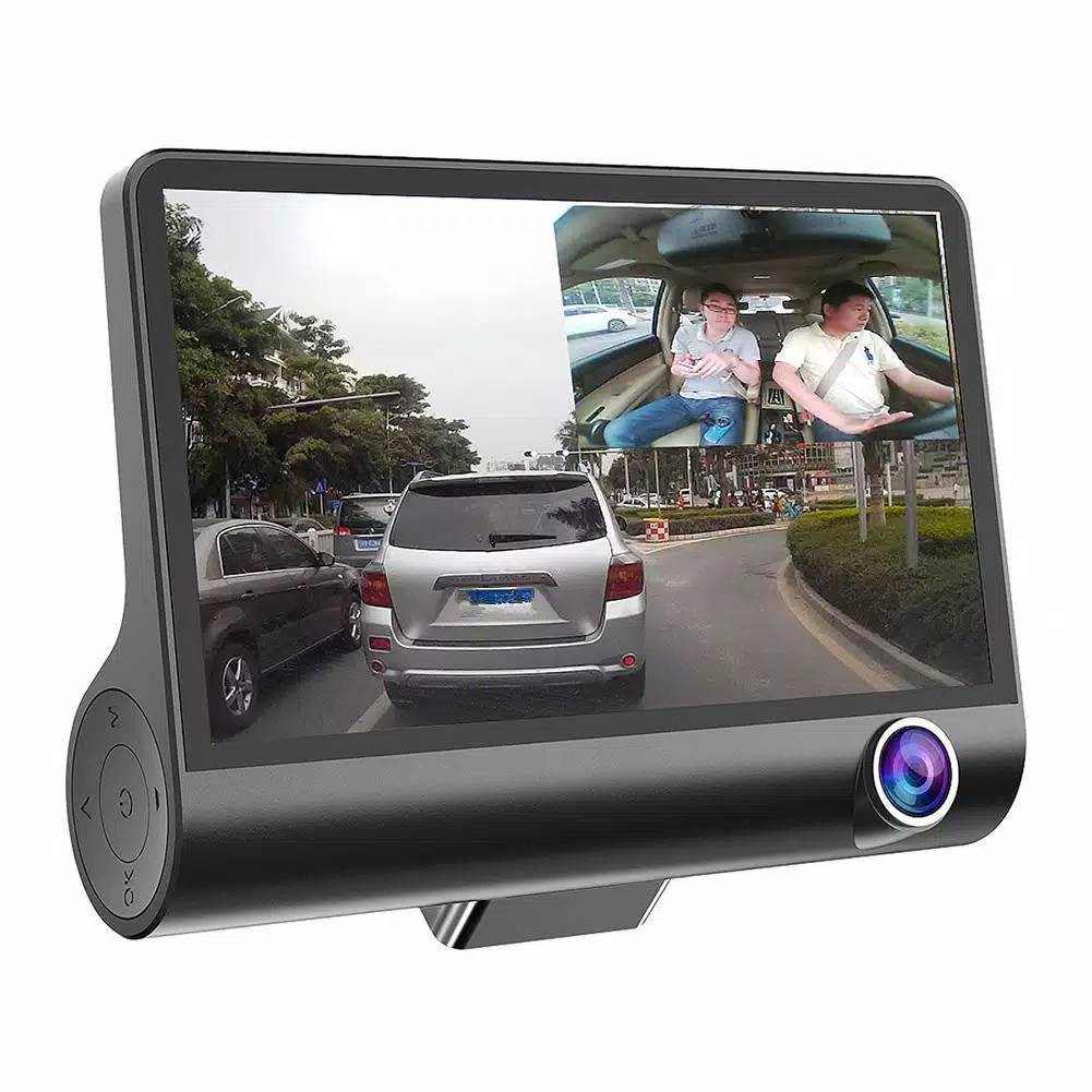 Triple cam 3 lensa camera car DVR cctv alar perekam mobil layar monitor 4&quot; kamera Blackbox