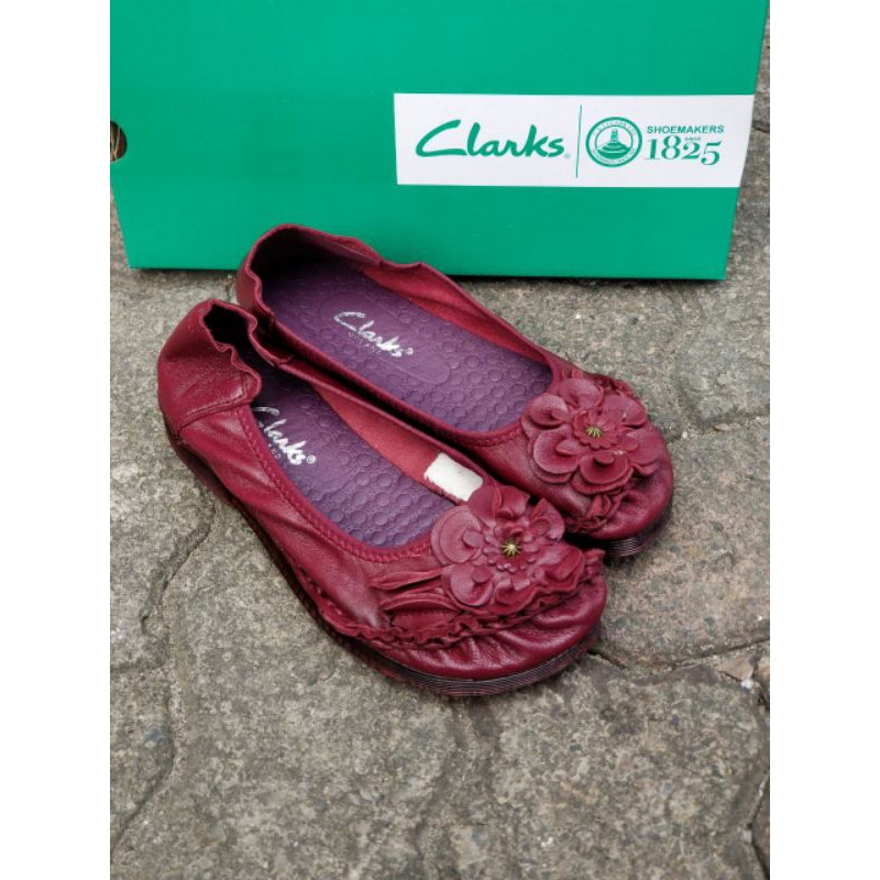 Sepatu wanita CLARKS flat Lotus/Clarks kulit asli