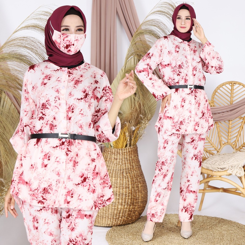 Baju Setelan Syari Wanita Fashion Muslim Terbaru 2020 Kiyomi Set Baju stelan Muslim wanita perempuan