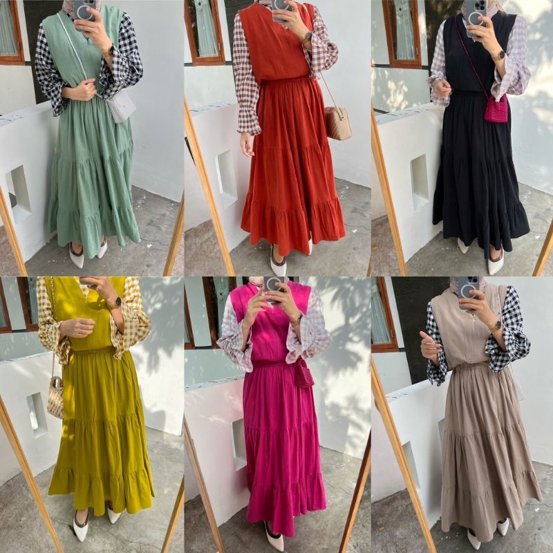 Linen erica overall grida crinkle blouse by outfix