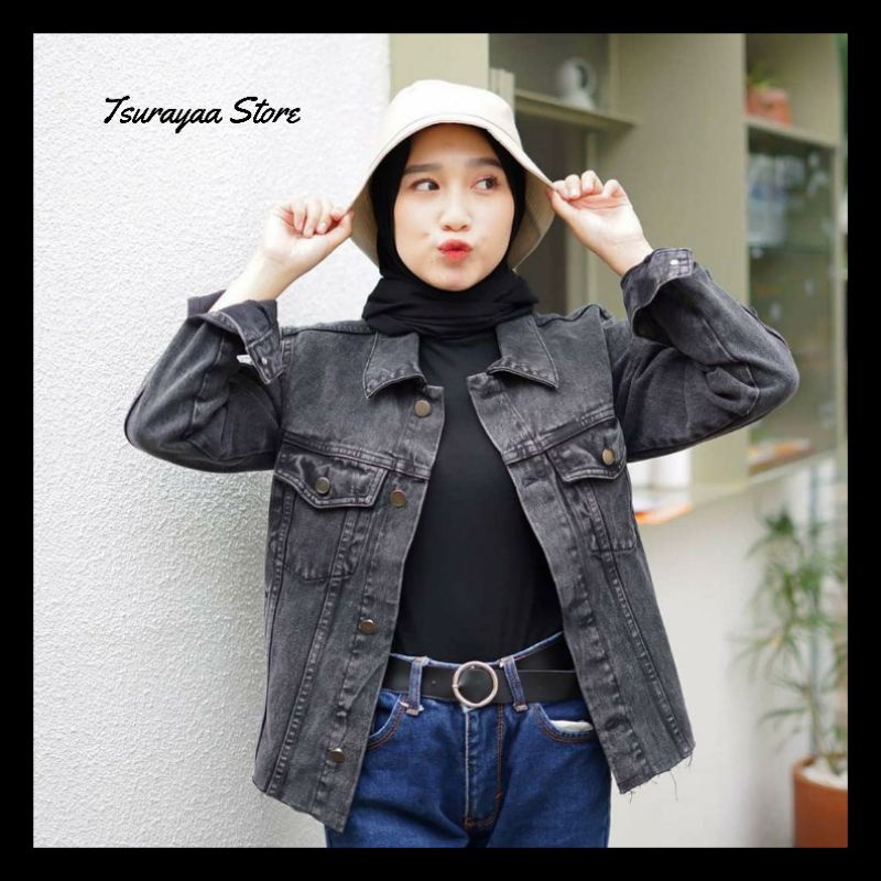 Jaket Jeans Snow Black And Blue LD 100 Up to 114 Cm