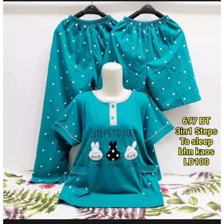 Jual BAJU TIDUR DEWASA 3-1/BAJU TIDUR PEREMPUAN/PAKAIAN TIDUR SETELAN